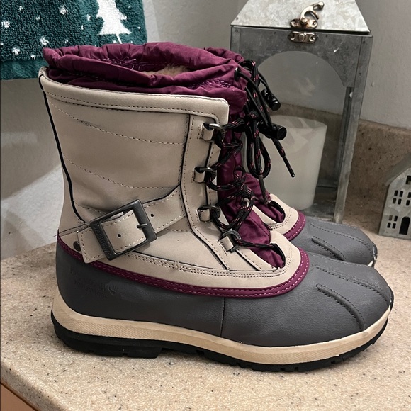 BearPaw Shoes - BearPaw Gray and Purple Leather Lined Winter Boots